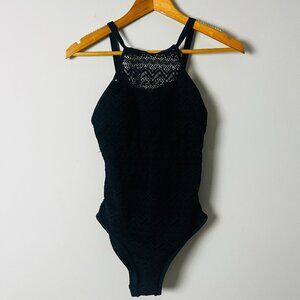 NWT Holipick High Neck Black Crochet Swimsuit XS